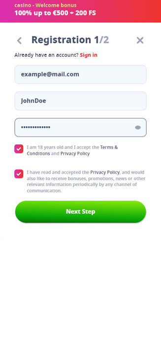 Casino Infinity registration process on mobile Casino Infinity registration process on mobile