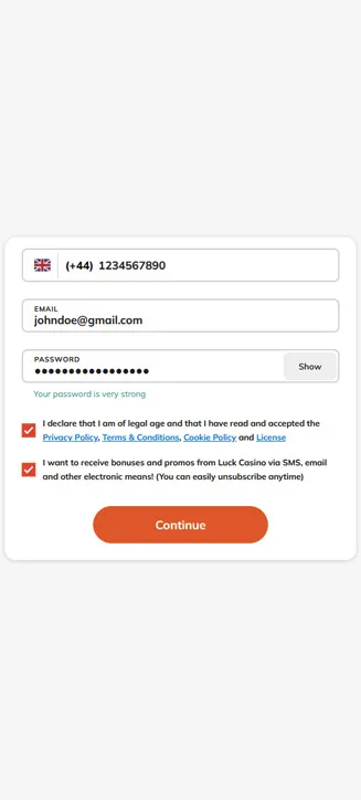 Luck registration process on mobile Luck registration process on mobile