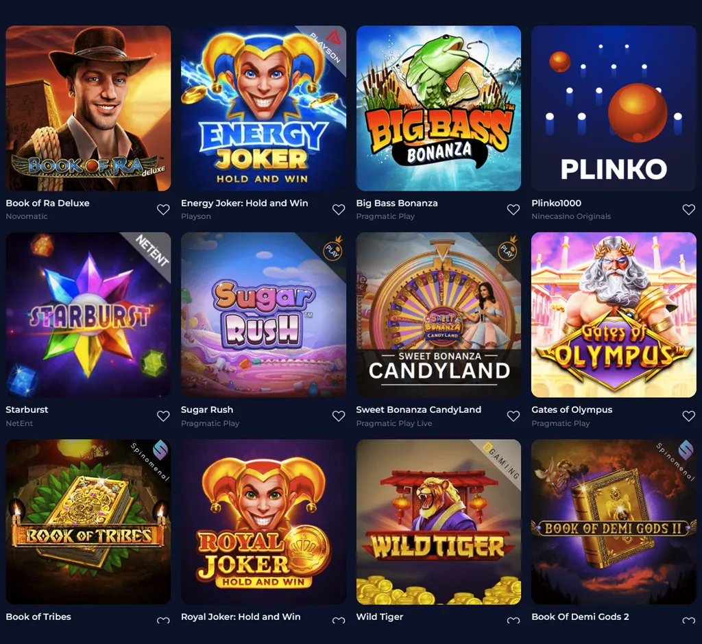 Nine Casino popular games on desktop Nine Casino popular games on desktop