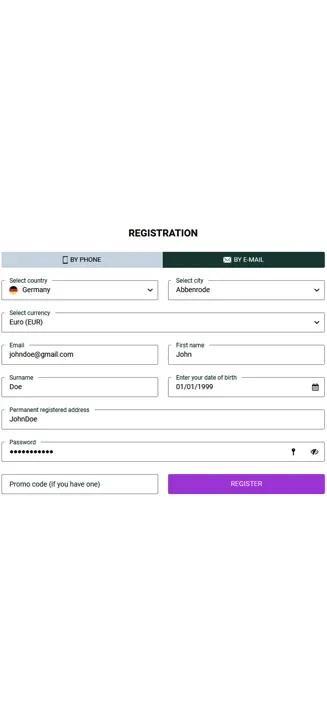SpinBetter registration process on mobile SpinBetter registration process on mobile