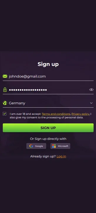 Wizebets registration process on mobile Wizebets registration process on mobile